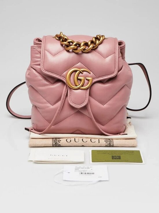Gucci Pink Quilted Leather Marmont Backpack Bag main image 11